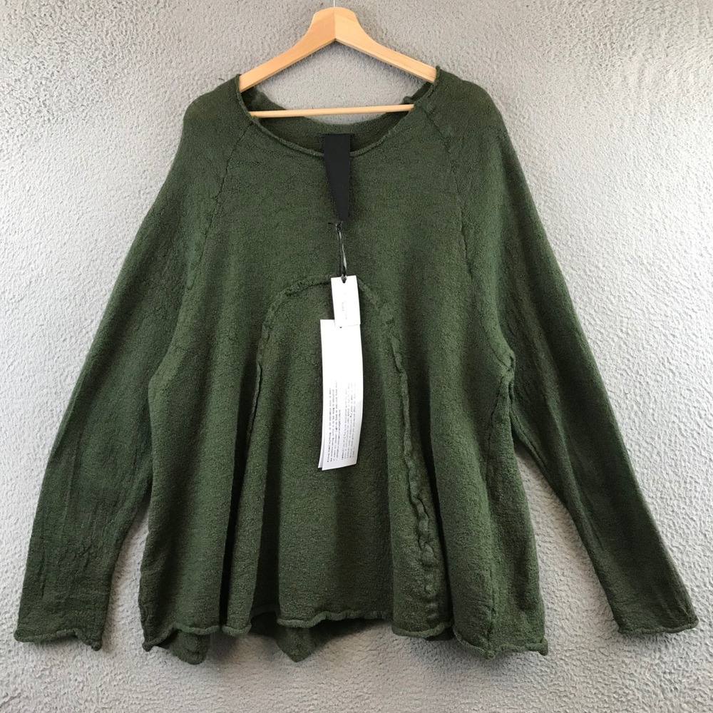 NWT $383  Atelier Germany Knitted Tunic Teal Green Size S Loose Fit Art to Wear